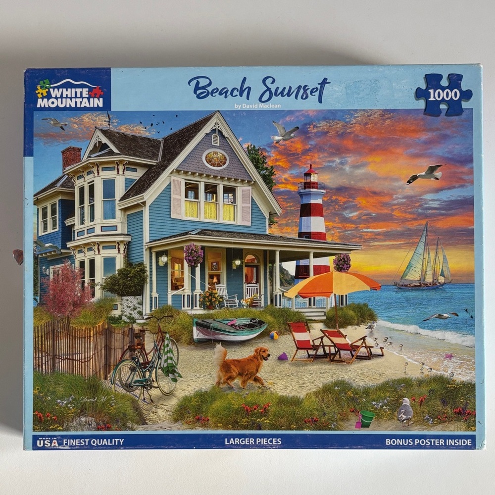 White Mountain Seaside Puzzle with Seagull and House‎